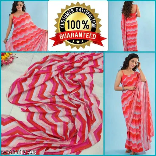 Georgette saree with printed blouse, all-over sequin work, Indian designer partywear