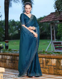 Georgette silk saree with unstitched blouse piece, adorned with Swarovski crystals, Indian-origin luxury fashion