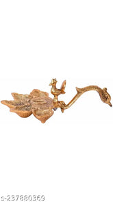 Aluminum Panchmukhi Arti diya for pooja table, 19cm x 23cm x 7.5cm, Indian origin