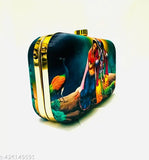 Plastic printed net party clutch purse, free size (7x4in), high-quality accessory for women, made in India