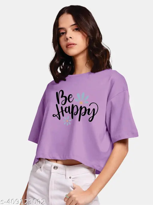 Cotton blend short sleeve women's printed t-shirt with vibrant design, size S-XXL, made in India