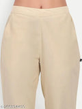 Cotton beige pants with elasticated waistband, two pockets, sizes ranging from S to XXL, origin India