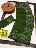 Indian free size Georgette saree in Art Silk, solid pattern with running blouse