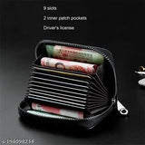 Exclusive black leatherite, RFID blocking cardholder with 11 slots & coin purse - sleek wallet for women and men