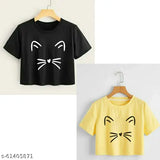 Printed cotton short sleeve women's t-shirt (PACKUP 2), trendy and stylish with vibrant designs, available in sizes S to XL