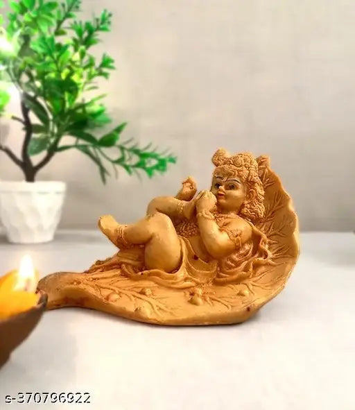 Krishna Idol - Marble sculpture of Laddu Gopal, handcrafted, 15cm height, Indian origin