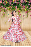 Stylish and comfortable cotton gowns for girls, printed net pattern, long sleeves, various sizes from 9-15 years