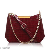 Synthetic leather hobo slingbag, solid color, fashionable chain shoulder bag for women's daily use or parties