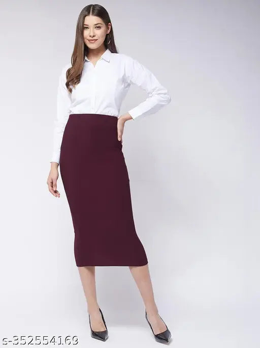 Polyester formal long pencil skirt, solid net design for women's wardrobe