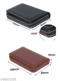 Solid faux leather card holder combo (2 pcs), India-made, holds up to 15 visiting cards or 8 debit/credit cards