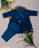 Pure cotton printed palazzo set for kids girl, Sanganeri design, three-quarter sleeves, above knee length. Indian ethnic wear for babies and toddlers