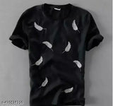 Black polyester round neck half sleeves t-shirt for men and boys. High-quality, comfortable fit, classic design, perfect for casual or layered wear