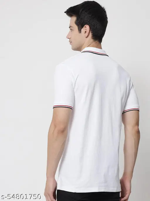 Branded cotton men's t-shirt (M, L, XL, XXL), short sleeves with printed net design. Made in India
