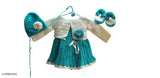 Colorblocked wool sweater set for girls, elegant design in size 6-12 months from India