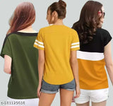 Cotton blend women's and girls color-block half sleeve party tops (S, M, L, XL) - Indian fashion design