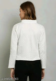 White wool long-sleeve jacket, solid design in size S (bust 34in, length 20in)