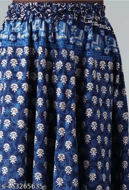 Printed cotton women's skirts, multiple sizes available from 27"-44" waist, 40" length and free size. Indian-made fashion for every woman