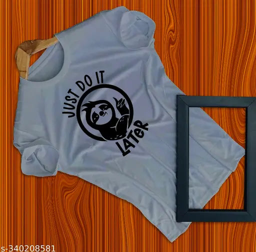 Stylish "Just Do It Later" printed polyester/lycra t-shirt for men and women, short sleeves, round neck. Unisex size S to XXL