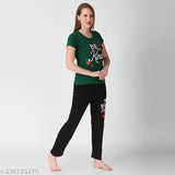 Printed polycotton Klaxxy top and pyjama set, double flair fashion in India