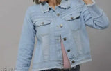 Solid denim Martin ladies' clean look jacket, long sleeves, casual wear, India origin