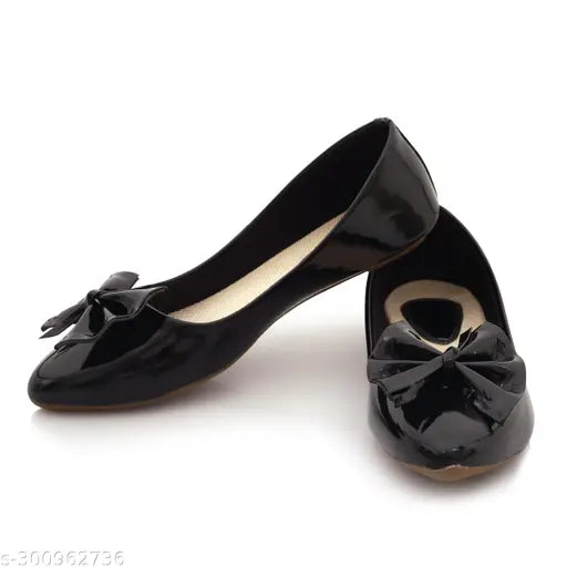 Patent black bellies - colorblocked patent leather ballerinas for women, slip-on design. India made