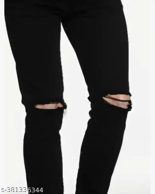 Designer fit clean cut black jeans, solid denim waist size 28-36, India origin