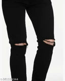 Designer fit clean cut black jeans, solid denim waist size 28-36, India origin