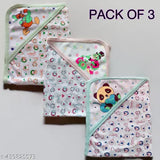 Unisex double layer cotton baby blankets, pack of 3. Soft cotton baby bath towel included. Ideal for AC room, newborn swaddle wrap. Suitable for both boys and girls