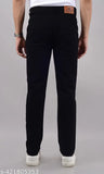 Men's black denim regular jeans with stretch, epitomizing versatility for diverse settings. Seamless transition from casual to semi-formal, perfect fit for sizes 42, 44, 46, 48, or 50 inches waist (hip size correspondingly). Made in India