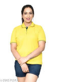 Multicolor women's casual regular fit pure cotton solid polo t-shirts combo with collar neck and half sleeves, breathable comfort for everyday wear