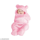 Pink double-layered cotton swaddler for newborns, BUMTUM 3in1 travel-friendly hooded baby blanket