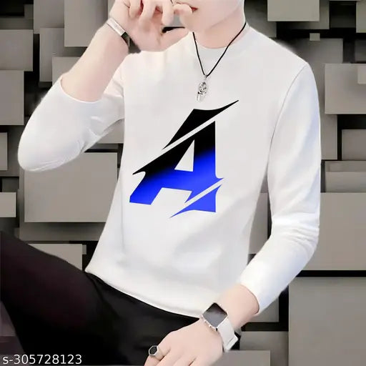 Polyester long-sleeved men's printed t-shirt, perfect for casual wear, India origin