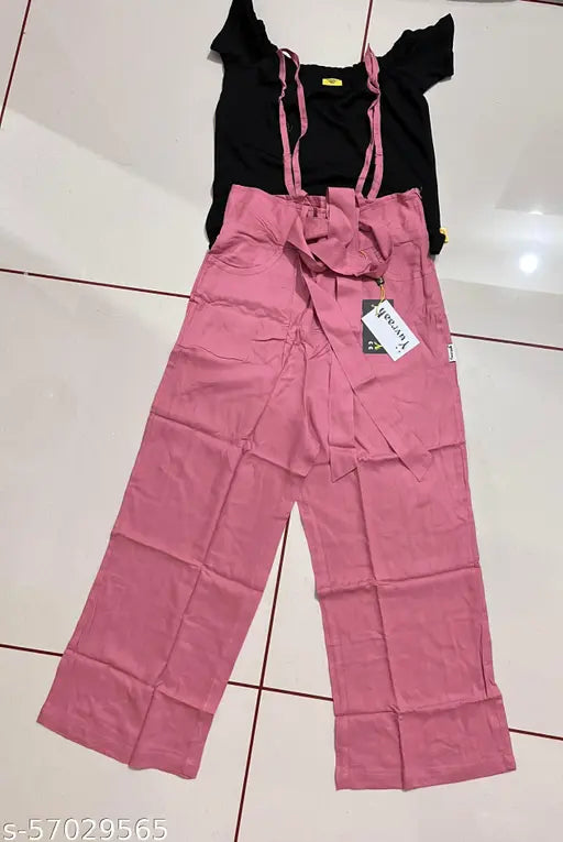 Rayon Yuvraah Women's jumpsuit with t-shirt, solid pattern, short sleeves, size M (34in bust, 37in length, 30in waist, 36in hip)