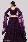 Semi-stitched net Lehenga Choli set, embroidered bridal party wear for women in free size. Indian-origin, elegant and custom fit. Traditional Indian fashion for special occasions." (124 characters)