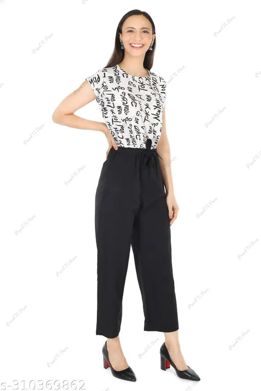 Premium printed crepe jumpsuits for women and girls, short sleeve style in various sizes