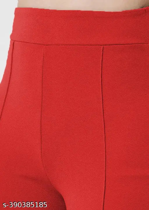 Cotton blend, high-waist bell-bottom trousers for women (3 pack), solid color, fashionable high-rise pants from India