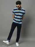 Uniberry men's cotton-blend polo collar striper t-shirt, short sleeves with pocket, available in multiple sizes (M - XXXXL)