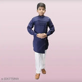 Ethnic wear half plate cotton kurta for kids and boys, solid pattern, long sleeves, Indian traditional attire for 2-14 years old
