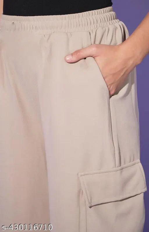 Stylish cotton blend cargo pants, solid navy blue for men and women