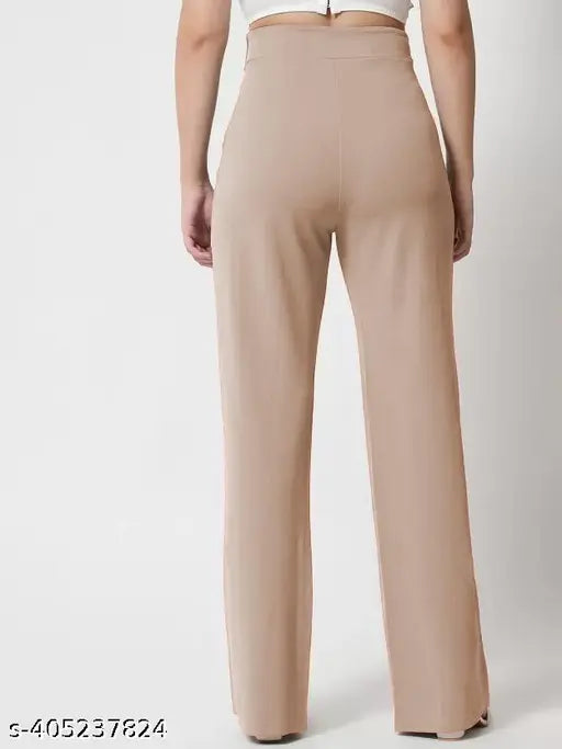 High-rise cotton blend bellbottom trouser combo, stylish women's palazzo pants from India
