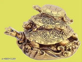 Gold resin Sai Collection Triple Tortoise Showpiece for protection, wealth, and longevity (Kachua)