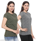 Cotton blend Shaun women's regular fit T-shirt, printed net design - Indian brand fashion
