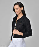 Denim cotton jacket, solid design for women & girls, versatile Indian-made style for casual nights