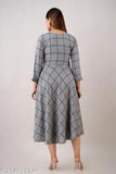 Grey Rayon Check Printed Anarkali Kurti for office/party wear, fashionable and versatile women's formal attire