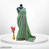 Soft vichitra silk organza saree with embroidered codding sequence work, Bollywood-inspired latest collection for women, India