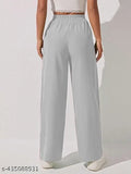 Solid cotton blend, oversized wide-leg Korean pants for women, black palazzo trousers