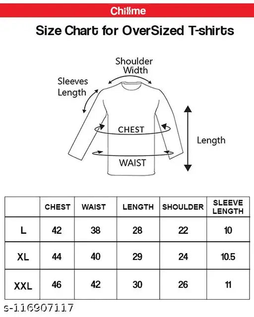 Oversized cotton graphic print men's t-shirt, India origin, XL (Chest 44in, Length 30in)