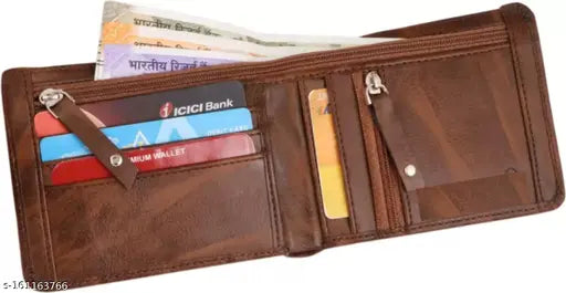 Leather blue drone clutch with wallet, money clip, and mini long purse for men's style - solid design, 4 compartments, free size (10cm x 11cm)