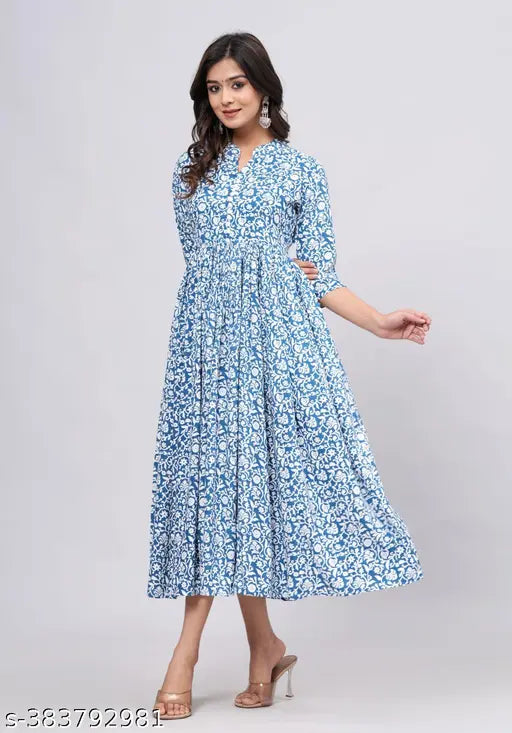 Maroon Rayon Printed Three-Quarter Sleeve Kurti for Women, India