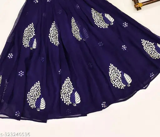 Vihat Fashion Georgette floral lehenga choli for baby girls party wear 2023, solid top with short sleeves, available in multiple sizes from 2-3 to 7-8 years